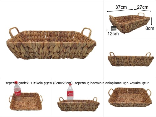 sd48926 dekoratif kulplu no3 dikdörtgen hasır sepet - 