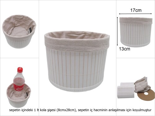 sd48935 katlanır yuvarlak beyaz bambu sepet - 