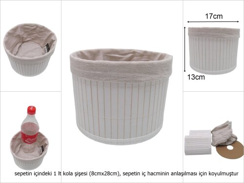 sd48935 katlanır yuvarlak beyaz bambu sepet - 