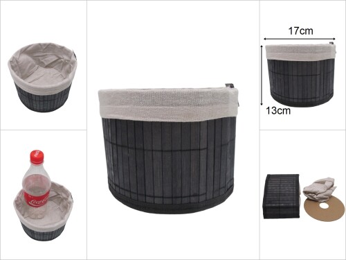 sd48936 katlanır yuvarlak siyah bambu sepet - 