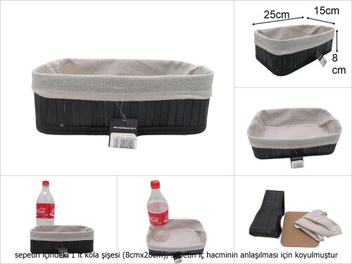 sd48937 katlanır dikdörtgen siyah bambu sepet - 