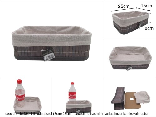 sd48938 katlanır dikdörtgen gri bambu sepet - 