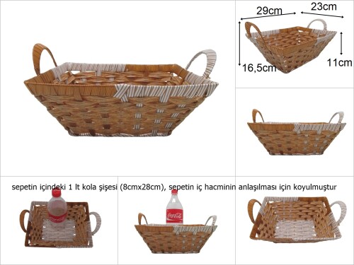 sd48993 pvc malzemeden el örgüsü kulplu dikörtgen sepet - 