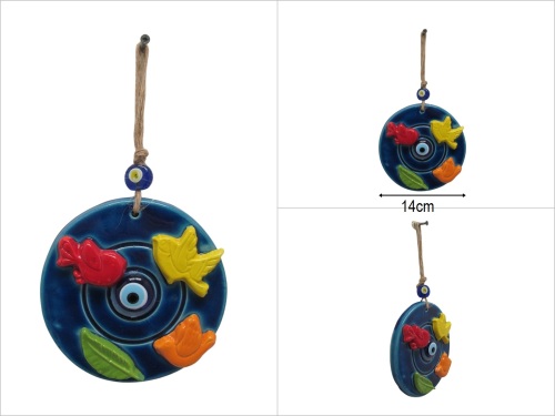 sd49046 dekoratif nazar boncuklu seramik duvar süsü - 