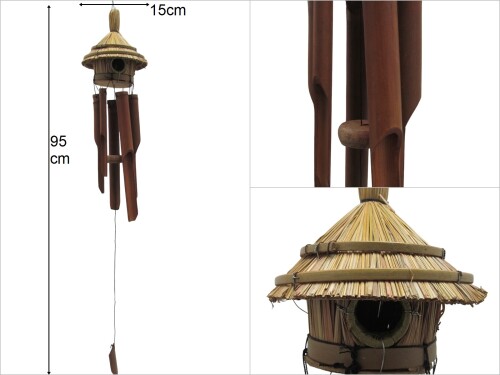sd49109 kuş yuvalı bambu rüzgar çanı - 