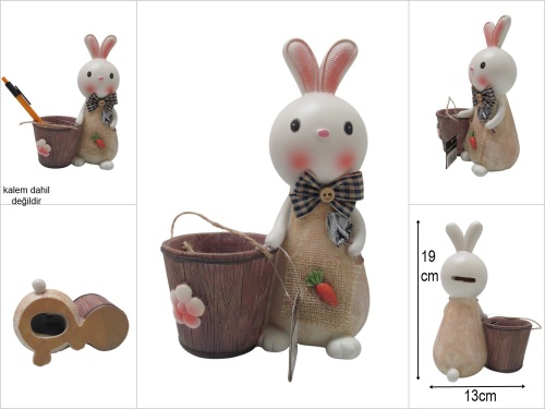 sd49136 tavşan dekorlu kumbara kalemlik asorti - 