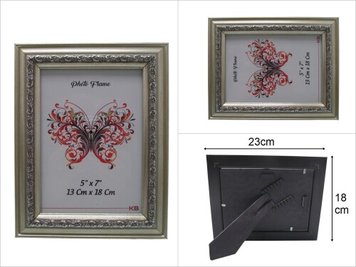 sd49196 dekoratif varaklı gümüş pvc fotoğraf çerçevesi 13x18cm - 