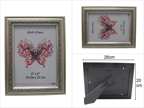 sd49197 dekoratif varaklı gümüş pvc fotoğraf çerçevesi 15x21cm - 