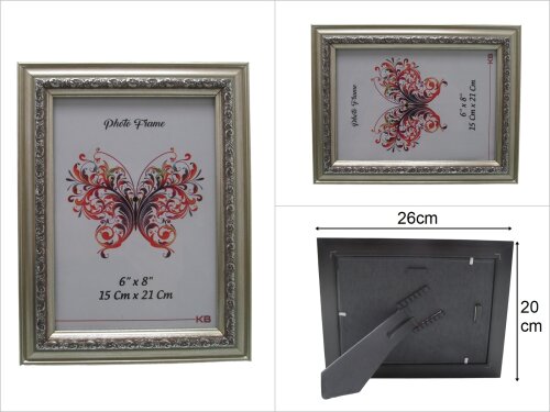 sd49197 dekoratif varaklı gümüş pvc fotoğraf çerçevesi 15x21cm - 