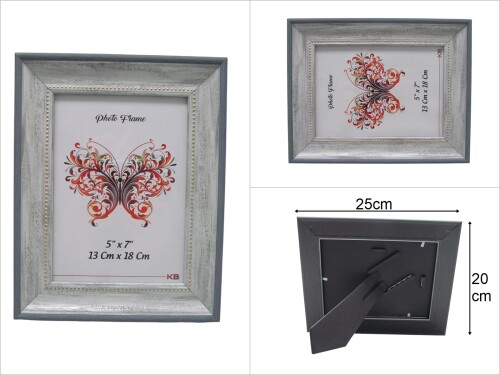 sd49198 gold işlemeli eskitme mavi beyaz pvc fotoğraf çerçevesi 13x18cm - 