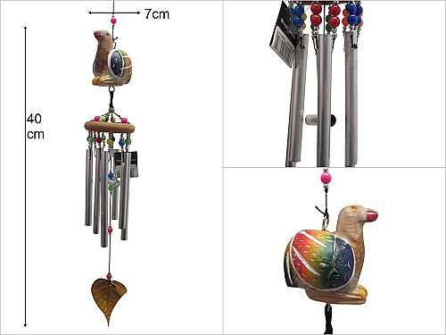 sd49311 ahşap kuşlu,boncuklu, metal rüzgar çanı - 