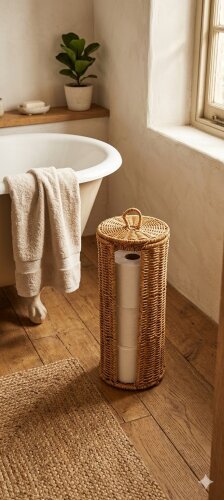 sd49688 metal iskelet üzerine pvc örülü yedek tuvalet kağıdı saklama sepeti - (1)