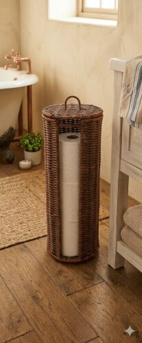 sd49689 metal iskelet üzerine pvc örülü yedek tuvalet kağıdı saklama sepeti - (1)