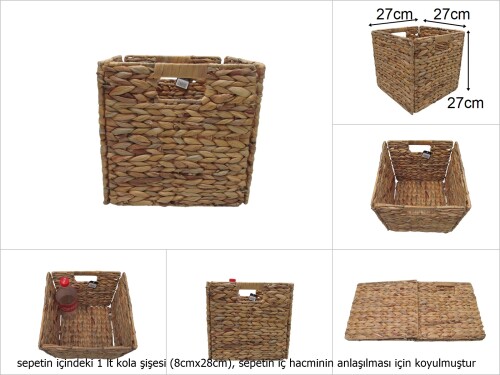 sd49693 dekoratif katlanan düzenleyici kare hasır sepet - 