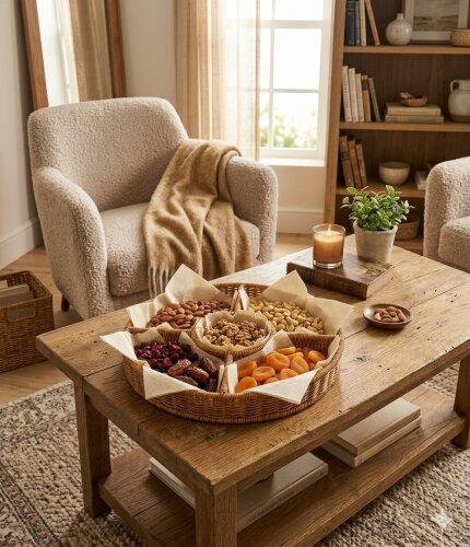 sd49694 dekoratif yuvarlak bölmeli el örgüsü pvc sunum sepeti - (1)