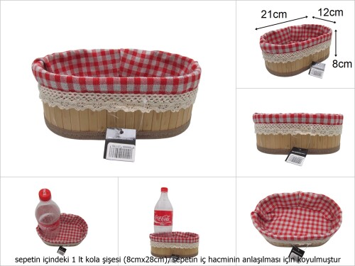 sd49697 pötikare kumaşlı no1 oval bambu sepet - 