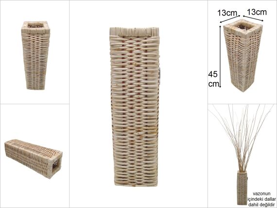 sd49708 dekoratif naturel söğüt dalı kare vazo - 1