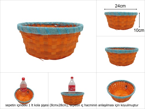 sd49734 yuvarlak turuncu mavili bambu sepet - 
