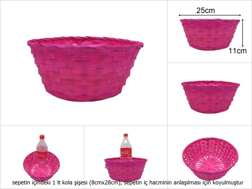 sd49738 yuvarlak pembe bambu sepet - 