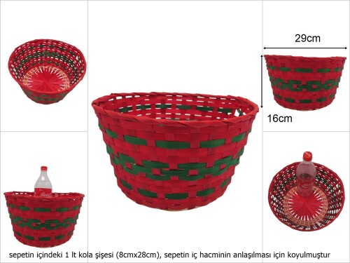 sd49740 yuvarlak kırmızı bambu sepet - 