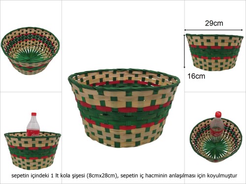 sd49741 yuvarlak yeşil bambu sepet - 