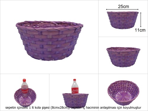 sd49743 yuvarlak mor bambu sepet - 