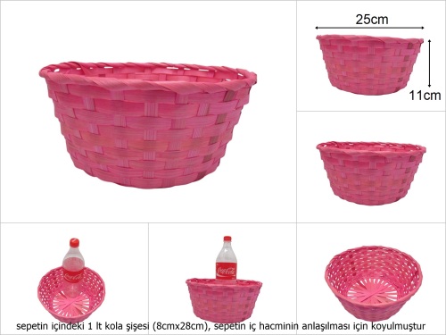 sd49744 yuvarlak açık pembe bambu sepet - 