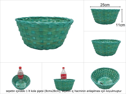 sd49745 yuvarlak turkuaz bambu sepet - 
