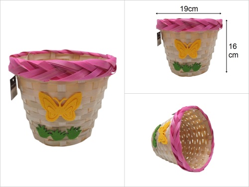 sd49746 yuvarlak kelebekli pembe bambu sepet - 