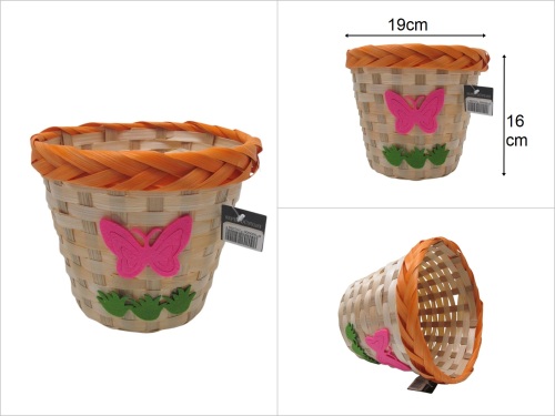sd49747 yuvarlak kelebekli turuncu bambu sepet - 