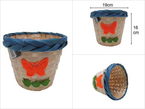 sd49748 yuvarlak kelebekli mavi bambu sepet - 