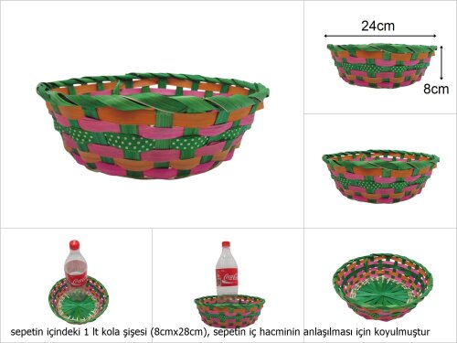 sd49751 yuvarlak yeşil bambu sepet - 