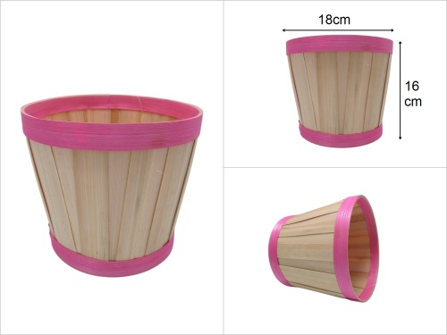 sd49763 pembe dekorlu derin bambu sepet - 