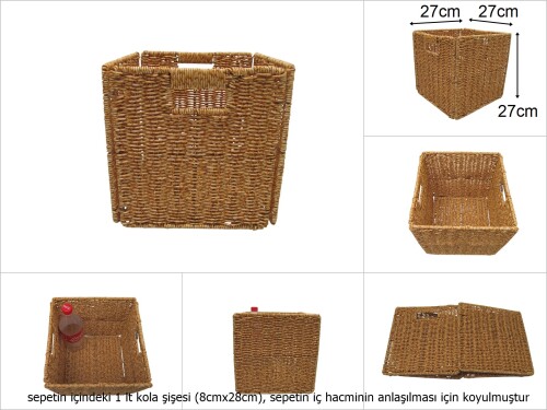 sd49773 metal iskelet üzerine pvc örülü katlanır kare depolama sepeti - 