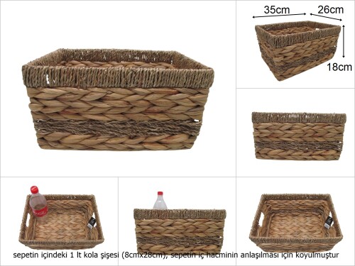 sd49798 dekoratif dikdörtgen no2 hasır organizer depolama sepeti - 