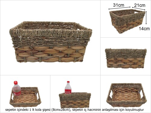 sd49800 dekoratif dikdörtgen no1 hasır organizer depolama sepeti - 