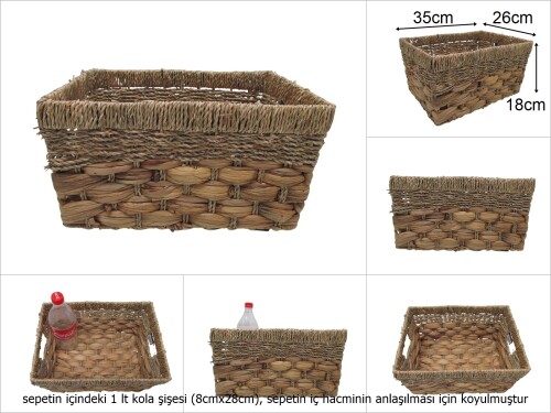 sd49801 dekoratif dikdörtgen no2 hasır organizer depolama sepeti - 
