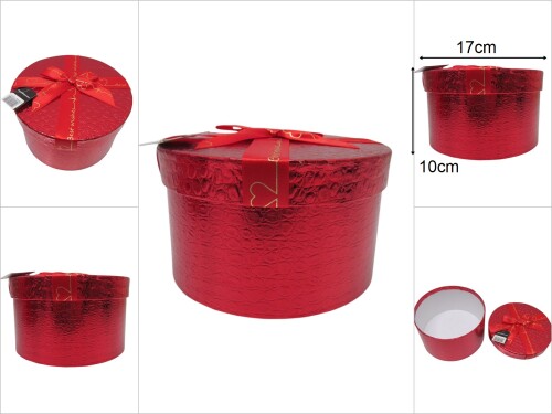 sd49819 parlak kırmızı kabartma ciltli no5 yuvarlak hediye kutusu - 