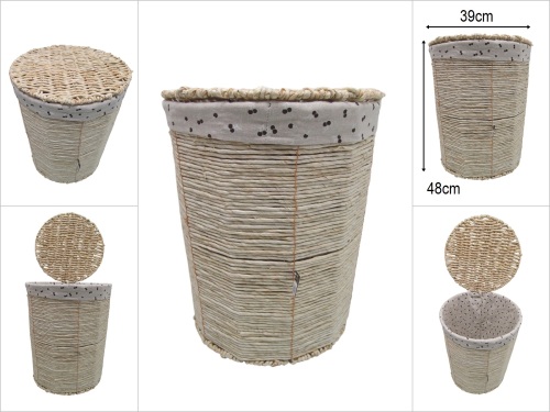 sd49838 yuvarlak no1 kapaklı derin hasır sepet - 