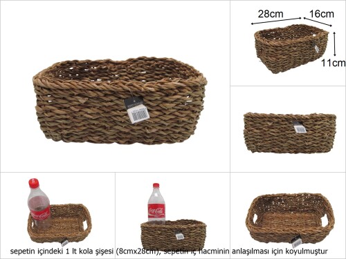 sd49840 dekoratif no1 dikdörtgen hasır sepet - 