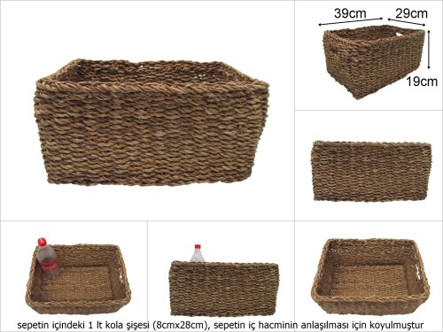 sd49843 dekoratif no4 dikdörtgen hasır sepet - 