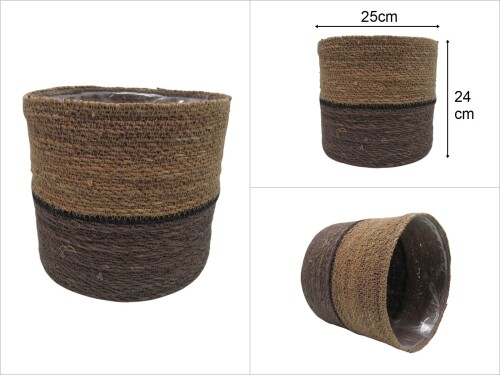 sd49854 dekoratif no2 yuvarlak derin hasır sepet - 