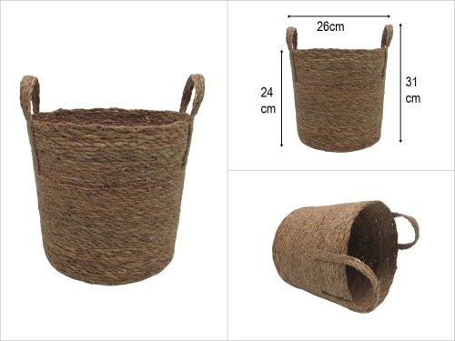 sd49858 dekoratif silindir no1 kulplu derin hasır sepet - 