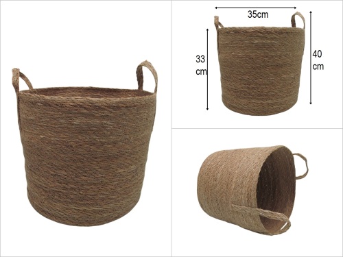 sd49860 dekoratif silindir no3 kulplu derin hasır sepet - 