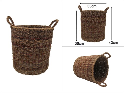 sd49863 dekoratif silindir no2 kulplu derin hasır sepet - 