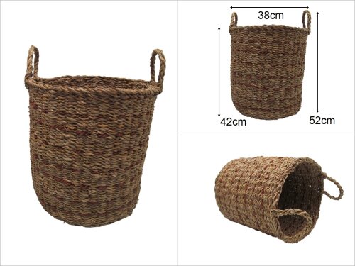 sd49864 dekoratif silindir no3 kulplu derin hasır sepet - 