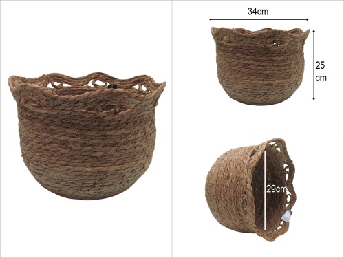 sd49936 dekoratif no2 derin yuvarlak hasır sepet - 