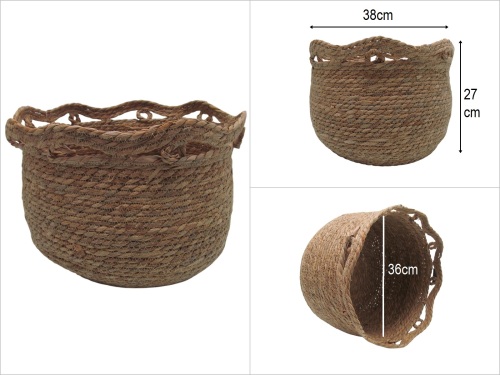 sd49937 dekoratif no3 derin yuvarlak hasır sepet - 