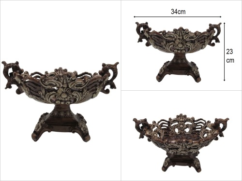 sd49941 dekoratif fildişi ahşap görünümlü polyester vintage şekerlik obje - BU ÜRÜN SADECE MAĞAZADAN SATIŞ