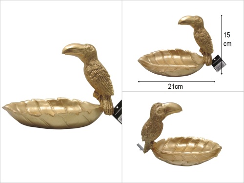 sd49942 kuş dekorlu gold boyalı yaprak tabak - BU ÜRÜN SADECE MAĞAZADAN SATIŞ